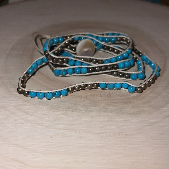 Like new never worn Anthropologie Turquoise/Silver wrap braclet - Picture 4 of 5